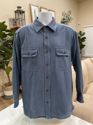 Levi Strauss & Co Mens Soft Brushed Lined Blue Button Down Heavy Flannel Shirt L - 第 1/12 張圖片