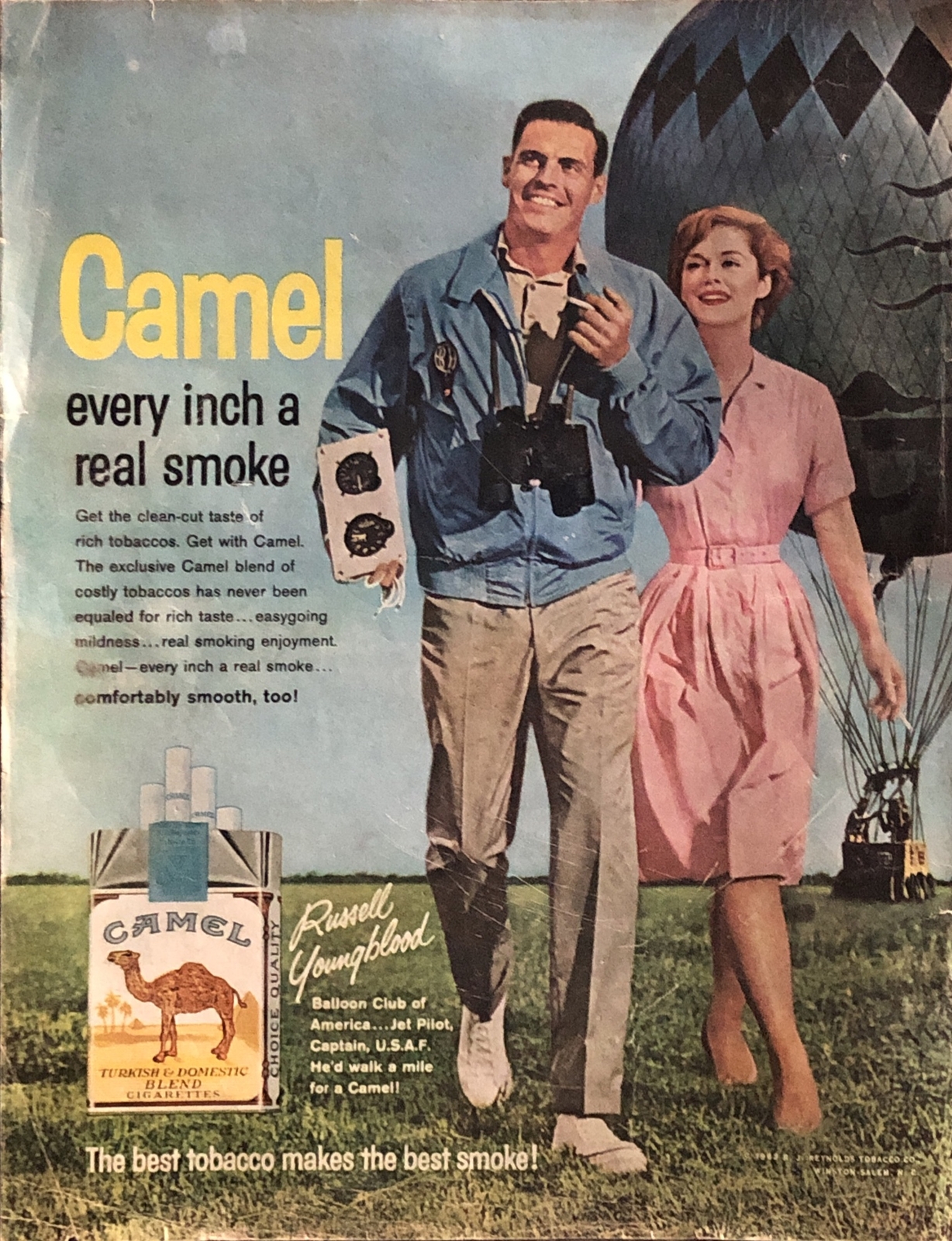 1963 Camel Cigarettes PRINT AD Russell Youngblood USA Balloon Club VTG 1960s