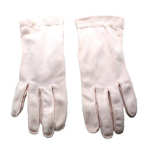 Womens Dress Gloves Pink Size Large Nylon Vintage