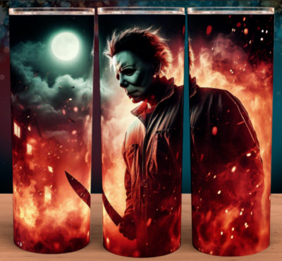 Halloween Michael Myers Horror Slasher Burning Cup Mug Tumbler 20oz