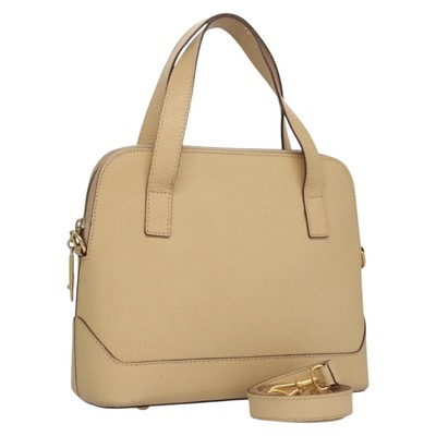 CELINE Hand Bag Leather 2way Beige Gold Auth ar13298