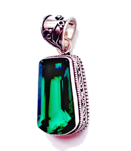 Green Tourmaline Gemstone 925 Sterling Silver Handmade Jewelry Pendant 1.80" - Picture 5 of 10