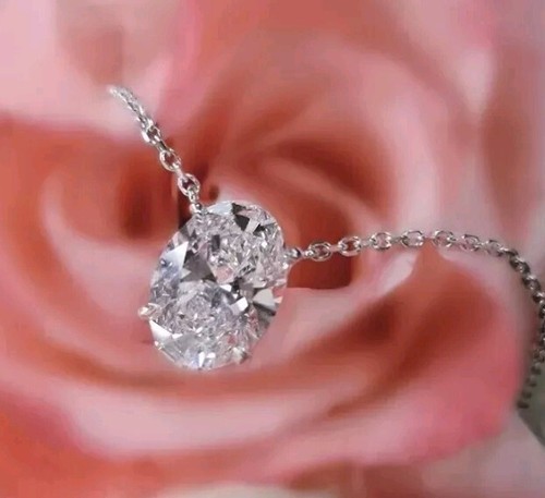 2.60 Ct Certified Treated Off White Diamond Solitaire Pendant In 925 Silver - Picture 2 of 8