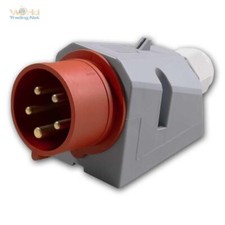 CEE-Geräte-Stecker AP 16A/415V IP44 rot/grau, Kraft-Dreh-Strom-Stecker 3-Phasen