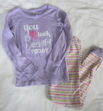 GYMBOREE Girls Purple Beautiful Gymmies Pajama Set Shirt Pants 100 Cotton Size 5