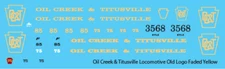 N Scale - Oil Creek & Titusville Locomotive Decals Faded Old Logo