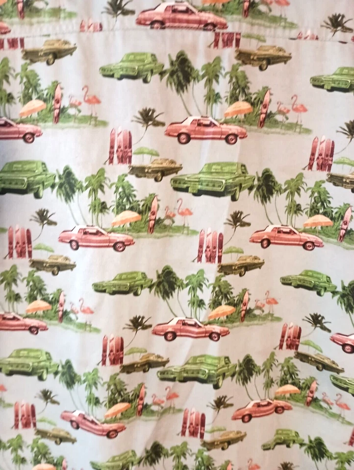 CAMISA HAWAIANA VINTAGE GRANDE PARA HOMBRE NEGRA SMITH COCHE ESTAMPADO FLAMENCO CON BOLSILLOS 4XL Foto 3 de 3