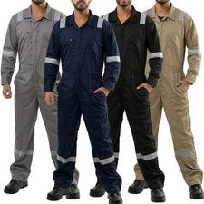 Men s High Visibility Work Coveralls Reflective Tape Mechanic Jumpsuit Workwear