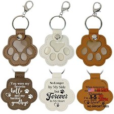 3 Pcs Pet Memorial Leather Paw Keychain for Cat Dog, Pet Hair Keepsake Paw