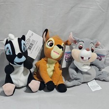 NWT The Disney Store Bean Bag Plush Bambi Thumper Flower set of 3, With Tags