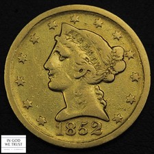 1852 D Dahlonega Liberty Head Five Dollar Gold Half Eagle $5