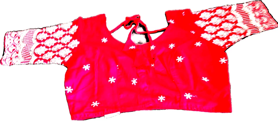 Blusa Sari Choli Preparada Bordada Con Zari Y Lentejuelas Trabajo Rojo Latkan Foto 2 de 4