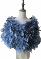 Real Ostrich Feather Fur Shrug Cape Bride Wedding Party Shawl Accessories Grey