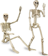 2 Pack 24" Halloween Skeletons Posable Plastic Hanging Yard Porch Party Decor