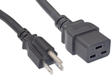 NEMA 5-15P to IEC 320 C19 Power Cord Extension, 14AWG, 15A 125V, 6Ft