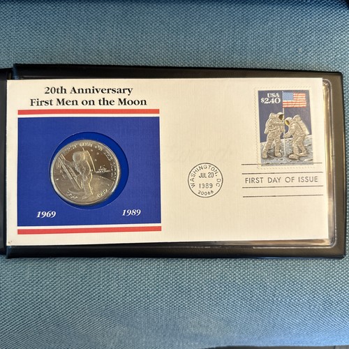 20TH ANNIVERSARY FIRST MEN ON MOON $5 COIN, STAMP, ENVELOPE LIMITED EDITION !