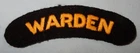 WW2 HOME FRONT CIVIL DEFENCE - WARDEN - BRITISH MILITARY PATCH BADGE