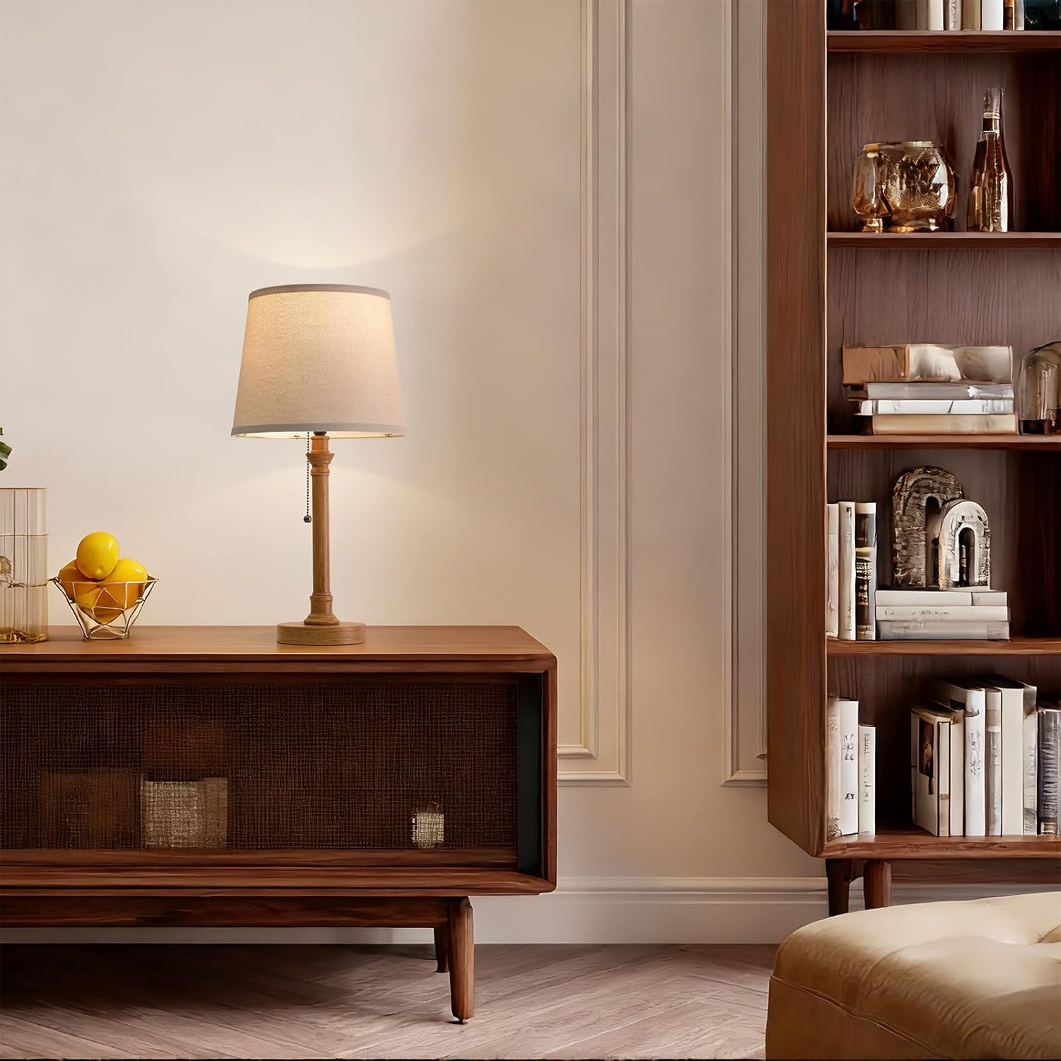 19.5" Small Table Lamps Set of 2, Pull Chain Switch Bedside Metal Table Lamps, M thumbnail 7