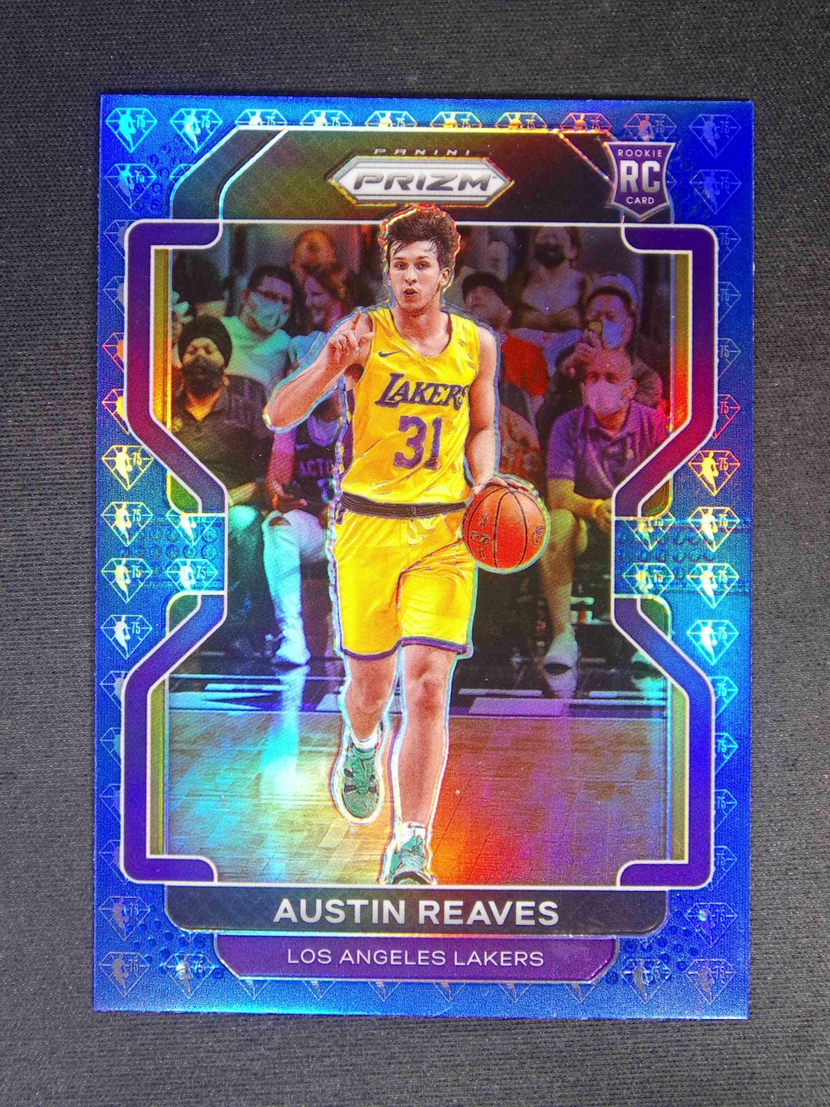 2021-22 Panini Prizm Austin Reaves #165 RC Rookie 75th Blue Diamond