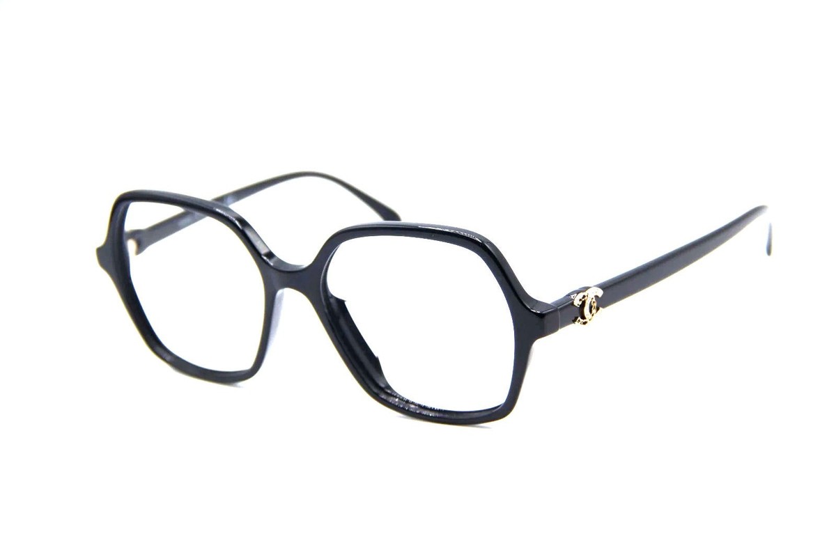 Chanel CH3421 c622 Black / Crystal Logo Optical Eyeglasses with