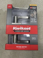 Kwikset Keyed Entry PERTH LEVER set SATIN NICKEL