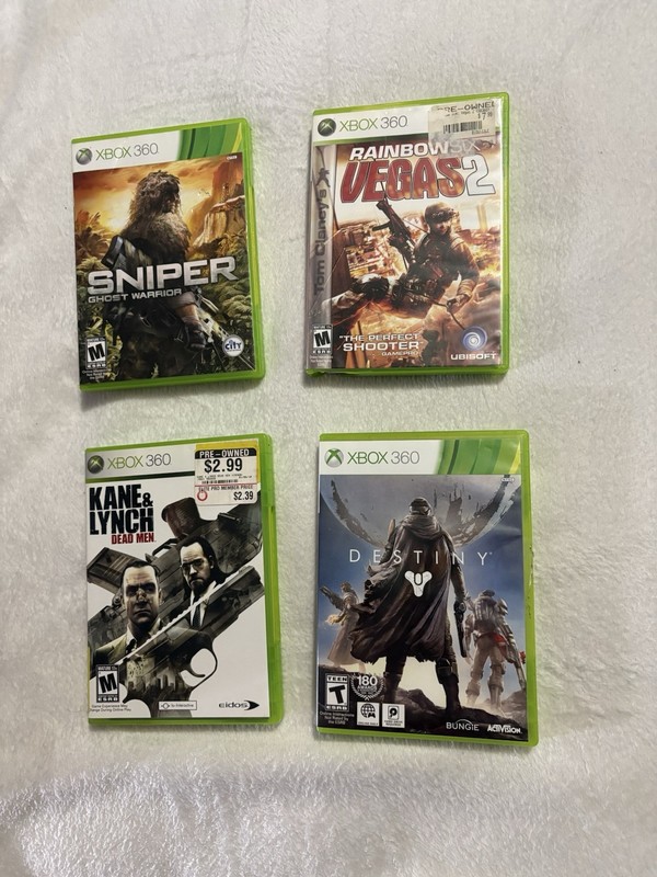 Xbox 360 Shooter Game Lot (4) Destiny R6 Vegas 2 Kane & Lynch Sniper GW Cases