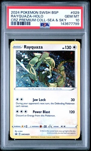 2024 POKEMON PROMO CROWN ZENITH PREMIUM COLLECTION #029 RAYQUAZA-HOLO PSA 10