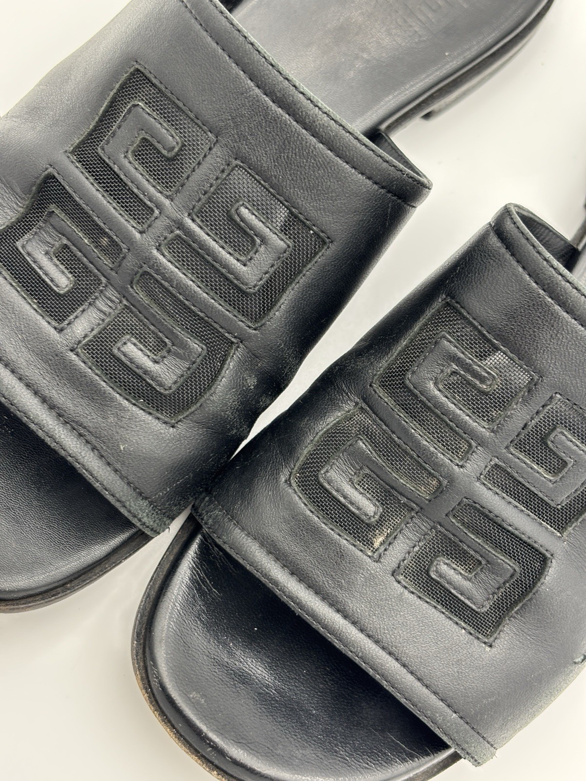 Authentic Givenchy Slides Flat Sandals Black Leat… - image 12