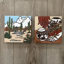 Set I2006 Earthtones 6" Ceramic Tiles Villagers Southwestern Chilies & Desert