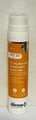 The Derma Co 1% Hyaluronic Sunscreen Aqua Light Gel SPF 50 50g EXP 4/26 U56B