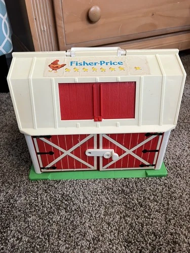 Vintage '67 Fisher-Price 915 Barn With Animals, Tractor, Cart, Fence People