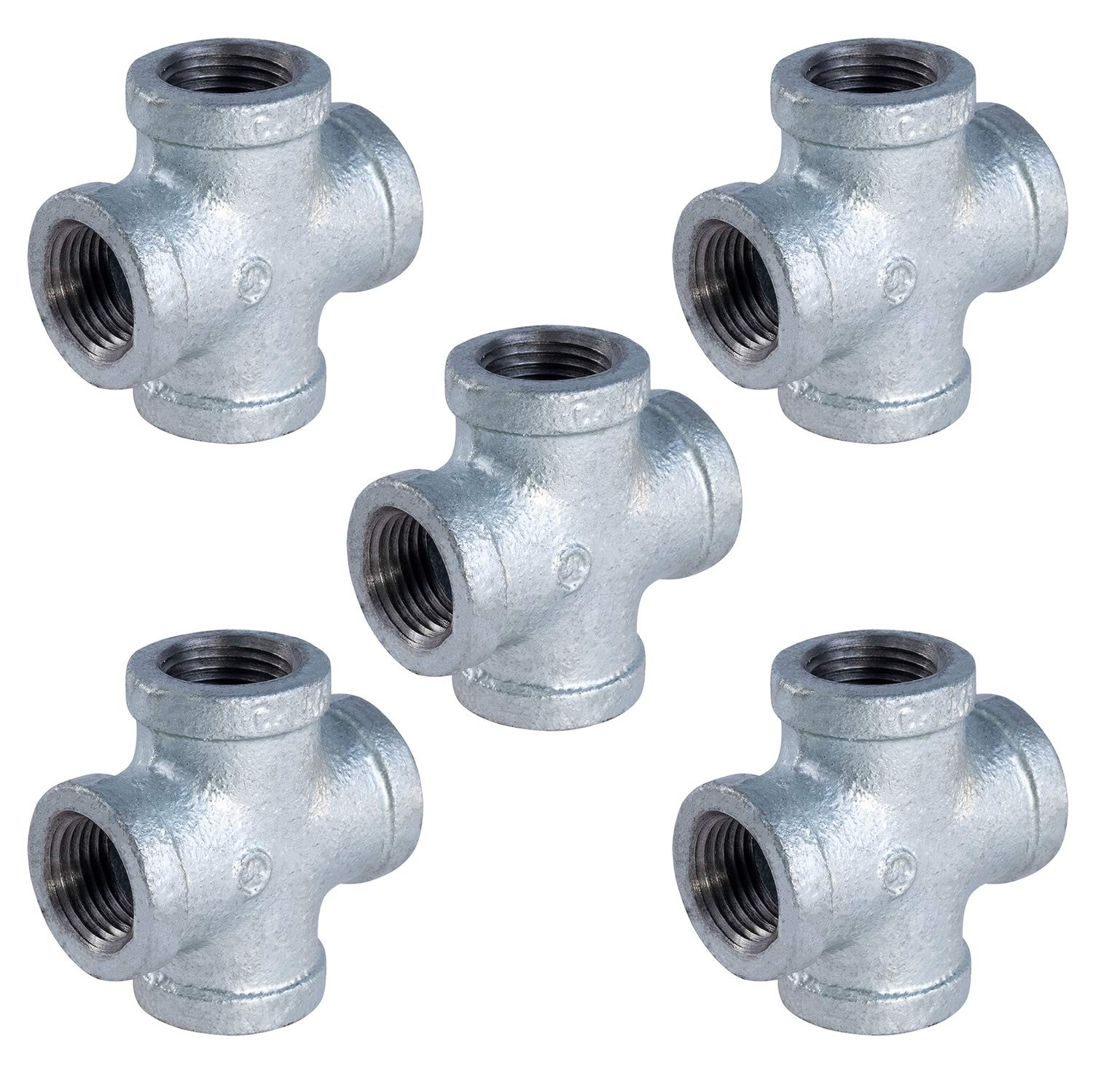GMCR0012-5 Galvanized Malleable Cross Fitting Four Way Threaded Pipe Connecto...