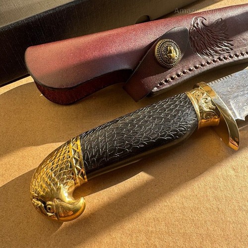 Hecho a mano VG10 Damasco acero cuchillo de caza supervivencia hoja fija... - Imagen 4 de 17