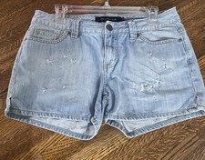 VINTAGE CK CALVIN KLEIN 100 Cotton Jean Shorts Sz 8 DIY Distressed Light Wash
