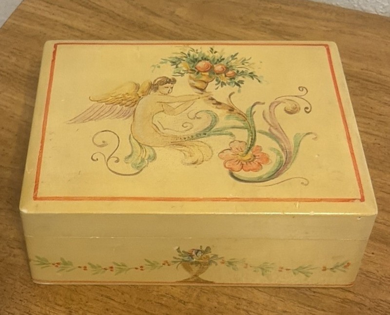 Reuge Hand Painted And Made In Italy Music Box Floral Winged Goddess