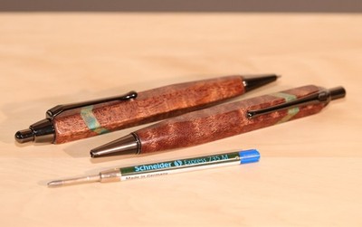 Handgemachtes Kugelschreiber & Bleistift Set   Stabilisiertes Sapeli Pommele