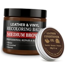 Leather Color Restorer, Leather Balm with Leather Conditioner MEDIUM BROWN
