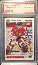 1991 Upper Deck Dominik Hasek #335 Blackhawks Rookie Card - HOF - PSA 10 MINT. rookie card picture