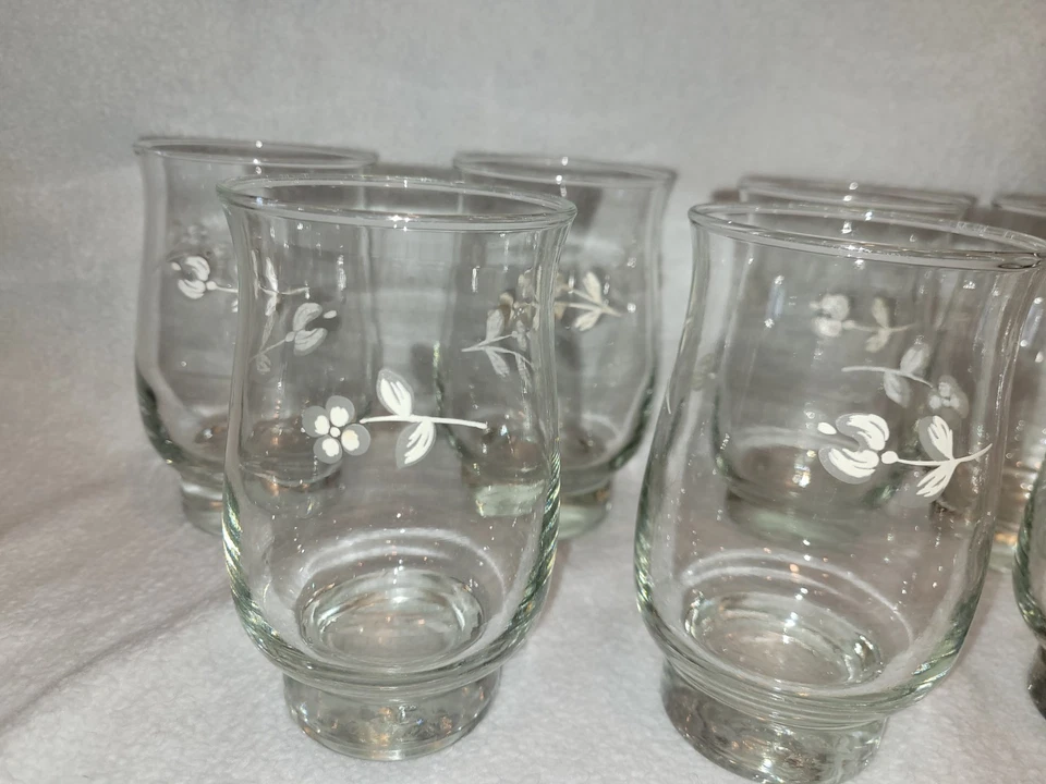 Juego de 8 Vasos Vin Pfaltzgraff Recuerdo Floral Blanco Gris Vasos Foto 2 de 4