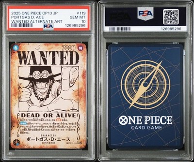 2025 PSA 10 Ace OP13-119 Sabo OP13-120 Wanted Seq Number Set ONE
