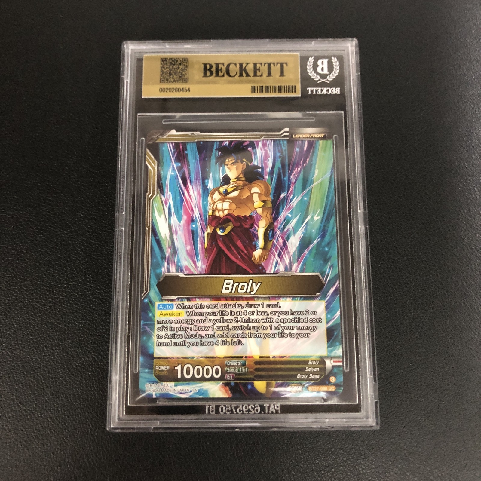 Broly // SS Broly, Big Action BT27-066 Dragon Ball Super: History of Z trading card — raw and PSA graded price guide