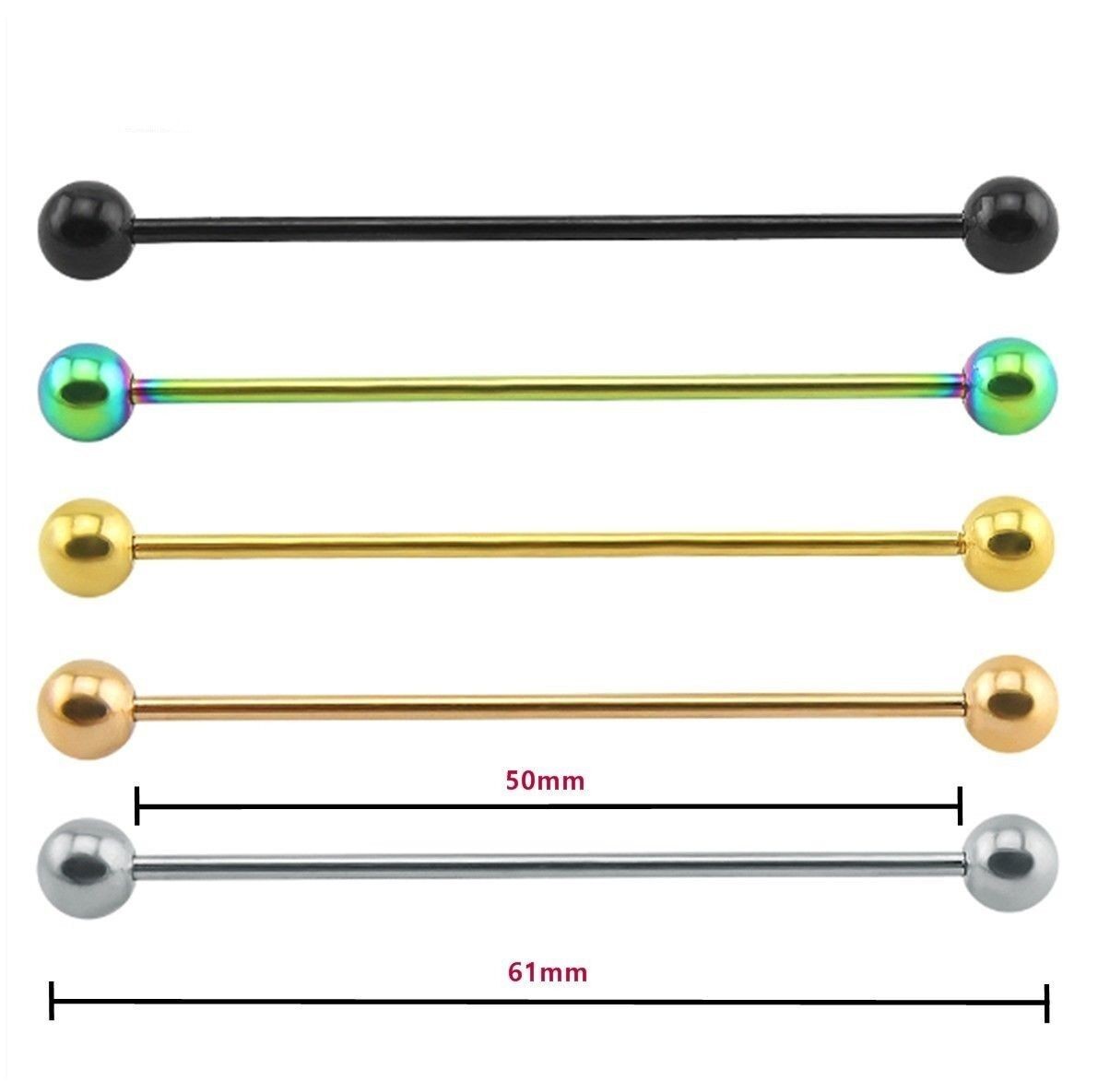 Barre Piercing Industriel Titane - 14g, 60mm, Anodisé Multicolore, Sans Nickel