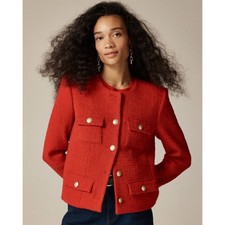 J.Crew 2024 Isabelle Lady Jacket 10 Red Italian Tweed Wool Blend CC271 250