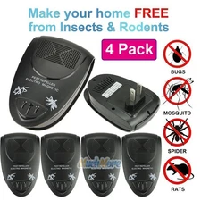 2/4X Electronic Ultrasonic Mosquito Rat Rodent Mice Deterrent Bug Pest Repeller