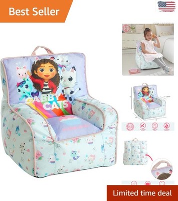 Large Gabby's Dollhouse Kids Bean Bag Chair   Cozy Lounge Spot for Ages 3-5