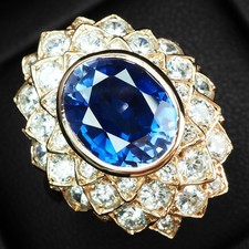 Sparkling Royal Blue Sapphire 4.75Ct 925 Sterling Silver Rose Gold Handmade Ring