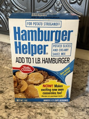 1976 Hamburger Helper Potato Stroganoff Box vintage movie prop package Unopened