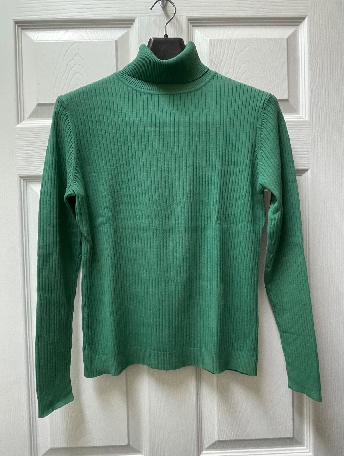 VTG Women's Basic Ribbed Turtleneck Green Knit Lo… - image 2