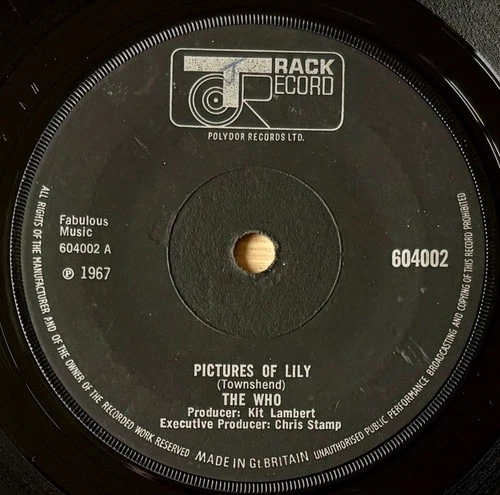 THE WHO PICTURES OF LILY 7" TRACK (1967) VG+ MOD BEAT POP GT BRITAIN