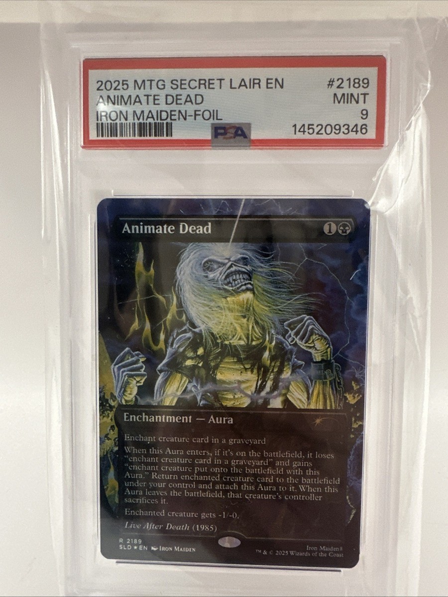 2025 MTG SECRET LAIR DROP 2189 ANIMATE DEAD IRON MAIDEN: ALBUM ART-FOIL PSA 9 | eBay 2025 MTG SECRET LAIR DROP 2189 ANIMATE DEAD IRON MAIDEN: ALBUM ART-FOIL PSA 9 | eBay